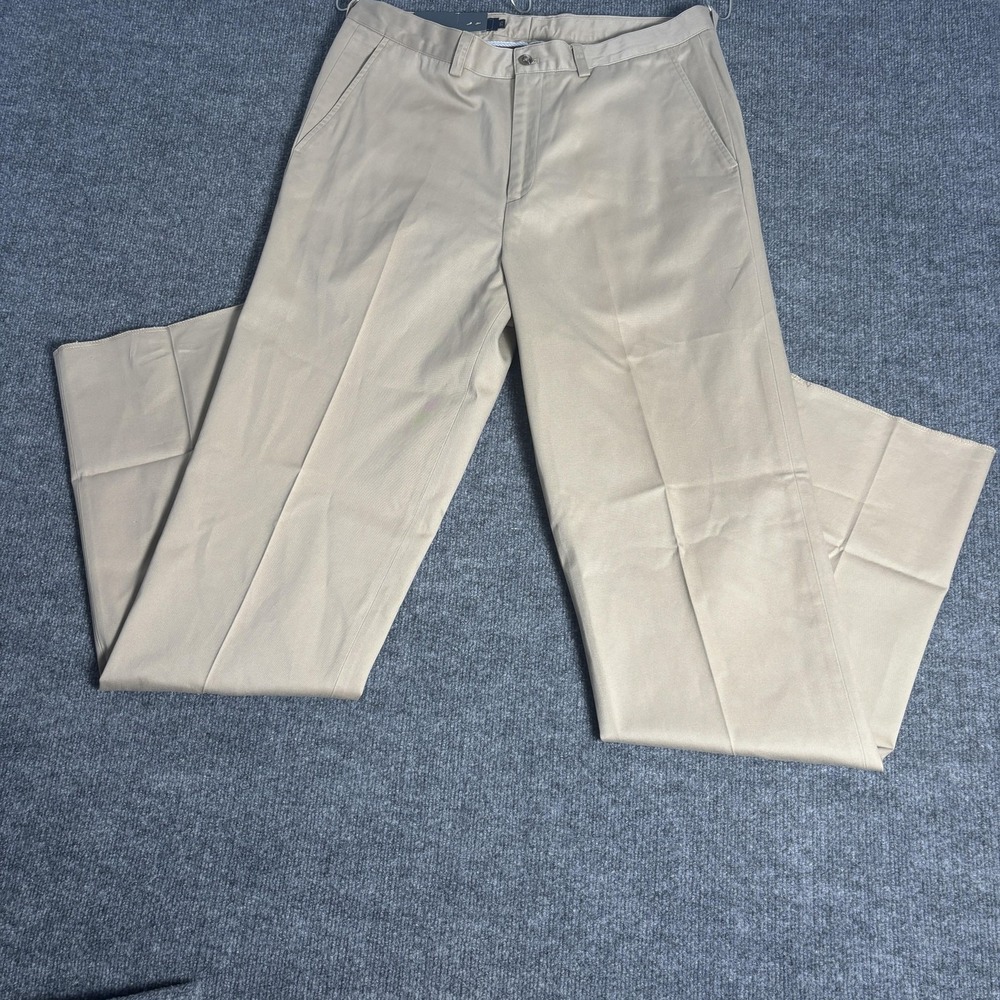 Bobby Jones Players Pants Mens 35x33 Camel Khaki Cotton Chino Golf Flat‎ Front